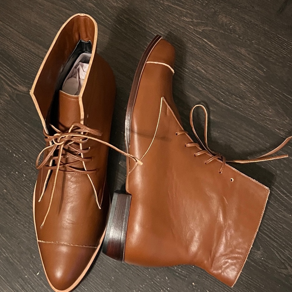 Elegant Tan Leather Ankle Booties